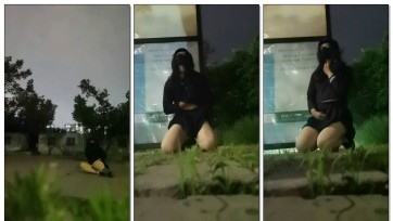 【hx0532】户外露出发骚的小男娘～在户外露出假装喝醉晕倒在公交站旁，路过的出租车司机竟然下车咨询需不需要帮助！小男娘和出租车司机之间又会发生什么呢～