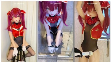 【zentai】性感透明黑纱高叉连体衣娃娃对着镜头搔首弄姿，抚摸着自己被kig紧紧包裹的身体