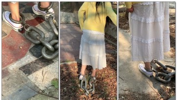 【布莱恩】帆布鞋女孩22斤脚镣公园散步（上）