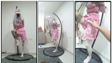 【浅墨工作室】白丝伪娘雾纱的单足吊缚