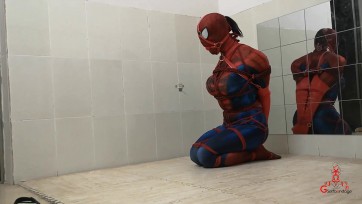 【CD伪娘小诡的自缚】被拘束的女蜘蛛侠